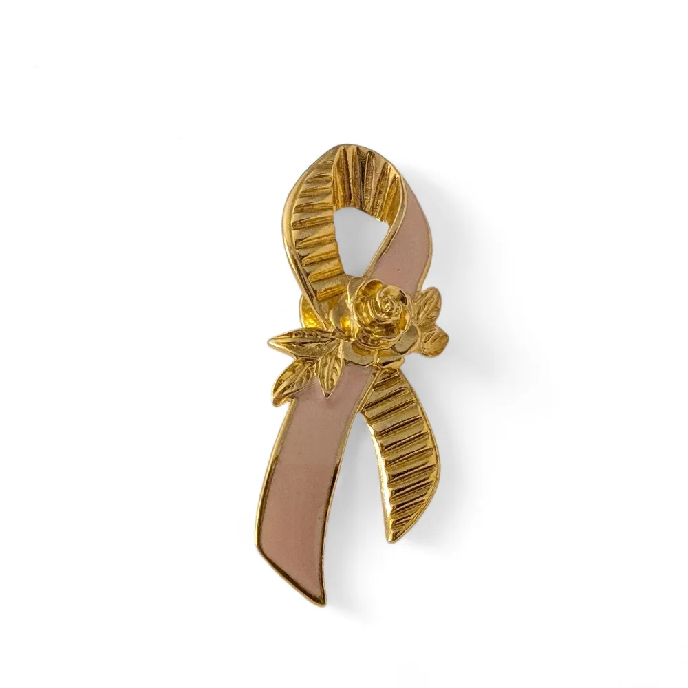 VINTAGE Cancer Survivor Ribbon Broach Pin Pink Enamel